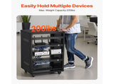 16U AV Rack, 90.7 kg Max Load Capacity, Home Recording Studio Rack with Lockable Caster Wheels, Open V952-LYSJJ16U18YCAXC9D001V0