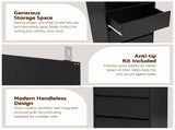 Artiss 2x Chest of 3 Drawers Tallboy Cabinet Black FURNI-L-CDR-3D3S-BK-ABX2