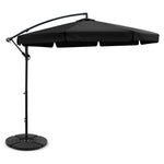 Instahut 3m Outdoor Umbrella w/Base Cantilever Garden Patio Beach Black UMB-BAN-F-50-48-BK