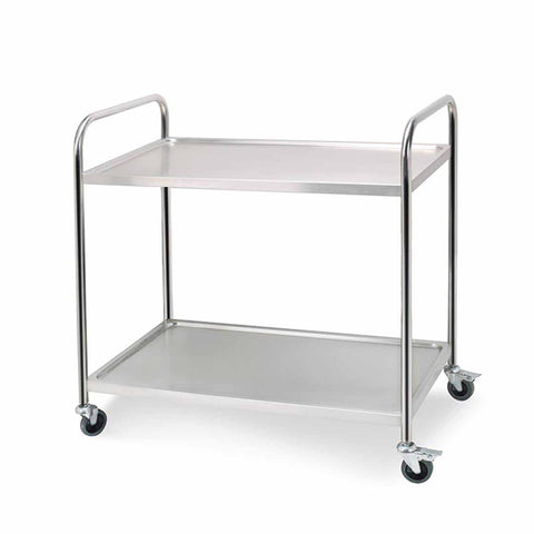 SOGA 2 Tier 81x46x85cm Stainless Steel Kitchen Dining Food Cart Trolley Utility Round Small FOODCART1105