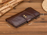 Vintage Crazy Horse Leather Double Zip Long Wallet, Top Grain Leather Bi-Fold Large Capacity Clutch, V1232-SNQB-NS-001