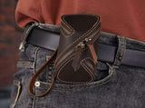 2pcs Retro Genuine Leather Key Pouch - 12.5cm x 5cm - Dual Zipper, Wrist Strap, Belt Loop, V888-ELOSUNG56072-1