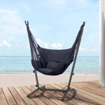 Gardeon Hammock Chair Outdoor Camping Hanging with Stand Grey HM-CHAIR-PILLOW-GREY-H