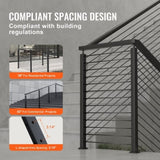Cable Railing Post, 42" x 1" x 2" Steel L-Shaped Hole Corner Railing Post, 12 Pre-Drilled Holes, V952-1JZLGZHS1067CSWRBV0