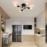 Industrial Semi Flush Mount Chandelier, Black V178-39661