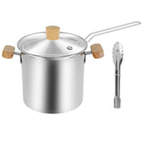 Stainless Steel Deep Fryer Pot, 4000ml Tempura Pot with Strainer Basket Wood Handles for Fried Food V1188-MS-721-316