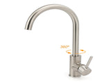 WELS Kitchen Laundry Swivel Sink Mixer Faucet Tap Spout Stainless Steel Brushed V1233-KRD501N