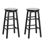 Artiss 2x Bar Stools Round Chairs Wooden Black BA-G-7033-BKX2