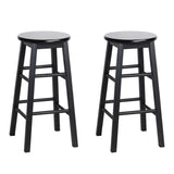 Artiss 2x Bar Stools Round Chairs Wooden Black BA-G-7033-BKX2