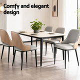 Artiss 2x Dining Chairs Hollow PU Leather Kitchen Lounge Cafe Accent Chair Grey DINC-K-1024-BGX2