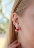 Infinity Love Heart Birthstone Earrings for Women, Crystal Stud Earrings with Healing Stones, V1164-325814