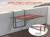 Balcony Hanging Table, 610 x 410 mm Metal Folding Balcony Railing Table, Outdoor Balcony Bar Table V952-FXGZJS19INCHGLWKXV0