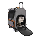 Grey Large Capacity Breathable Foldable Pet Trolley Travel Cat Carrier with Wheels, Portable, V888-ELOSUNG13146