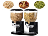 Double Cereal Dispenser, Total 2L Dual Dry Food Storage Containers with Portion Control Tap, V1192-AZ-W-26413