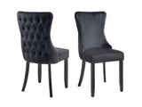 Paris Black Velvet and black Rubberwood Upholstered Dining Chairs Tufted Back -Set of 2 V292-DC-PARIS-BLACK-BLACK