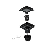 10x10cm Square Shower Drain with Removable Tile Insert Grate Matte Black 304SS, CUPC Certified for V63-955501