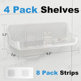 4-Pack Acrylic Adhesive Wall Shelf for Bathroom, Kitchen & Vanity Storage No Drill, Waterproof V1107-CS-YKLYSZWJ4