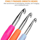 Crochet Hooks Set,Ergonomic Soft Grip Handles Yarn Knitting Needles Kit with Case for Arthritic V1366-AZ2-W-19833
