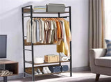 Rustic Wooden Clothes Garment Rail Open Hanging Display Shelf Shoe Rack Entryway V767-JJ-ZY728