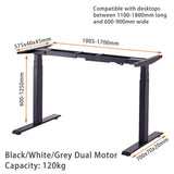 160cm Standing Desk Height Adjustable Sit Stand Motorised Grey Dual Motors Frame Maple Top V255-DMG-160M