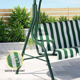 Gardeon Outdoor Swing Chair Garden Bench Furniture Canopy 3 Seater White Green GSC-BST-3S-GNWH