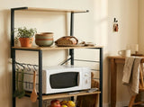 CARLA HOME 4 Tier Bakers Rack Microwave Stand - Oak Finish - Brown - Kitchen Rack V178-36444
