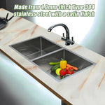 865x440mm Handmade Stainless Steel Undermount / Topmount Kitchen Sink with Waste V63-819493