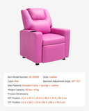 VEVOR Kids Reclining Chair PU Leather Toddler Recliner with Cup Holder V952-ETTYPGKFHS21PI6YW001V0