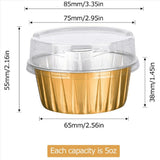 Dessert Cups with Lids, 100 Pack Gold Aluminum Foil Baking Cups Holders, Cupcake Bake Utility V1369-AZ3-W-11681
