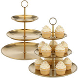 2PCS 3-Tier Cupcake Large Stainless Steel Tiered Serving Tray, 6.69"/9.06"/11.8" Dessert V1369-AZ3-W-08838