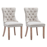 4x AADEN Modern Elegant Button-Tufted Upholstered Fabric with Studs Trim and Wooden legs Dining Side V226-SW6801BG-2