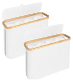CARLA HOME 2 Pack Toilet Paper Storage Basket Holds Up to 12 Rolls with Bamboo Lid and Handle for RV LSB-36238