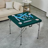 Mahjong Table with Mahjong Tiles Set, Fold-in-Half 4 Player Card Table with 144PCS Majiang Tiles and V952-SDMJZBSZSMJZ336P1V0