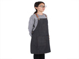 Denim Bib Apron Leather Strap Baker Bartender BBQ Chef Work Cook Uniform A V1294-YM0722-JY01877-02