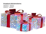 Christabelle Set of 3 Christmas Gift Boxes Display With Lights in Clear Shimmer and Red 112_MHA519