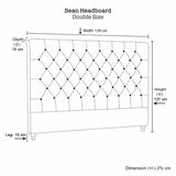 Bed Head Double Size French Provincial Headboard Upholsterd Fabric Charcoal V43-BED-SENDCHA