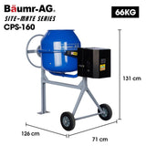 BAUMR-AG 160L Heavy-Duty Petrol Concrete Cement Mixer, 3hp 105cc Engine V219-TOLCCMBM16PA