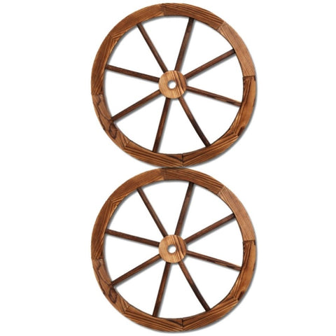 Gardeon Garden Decor Outdoor Ornament 2X Wooden Wagon Wheel GD-WHEEL-2X-CC