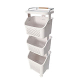 Rolling Laundry Hamper PP ABS Laundry Shelf Clothes Storage Basket Organizer with 4 Wheels for Home V1294-YM0901-3117240250812