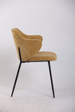Set of 4 Dining Chairs Corduroy Cord Fabric with Metal Legs in Mustard Yellow V563-68407_2X