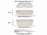 4 Piece Detachable Nonstick Aluminium Alloy Cookware Set - Stackable Frying Pan and V888-ELOSUNG52956
