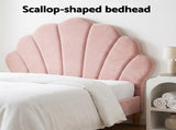 Artiss Bed Frame King Single with 2 Bedside Tables Set Scallop Headboard Pink Velvet Fabric Beds BFRAME-SET-ROSY-BSX2-01