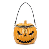 Halloween Upgraded Fun Pumpkin Bag, Dual-Strap Design, PU Material, Medium-Large Capacity, Party V1232-NGB-005