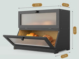 CARLA HOME Double Layer Bamboo Bread Box for Kitchen Counter - Large Capacity Bread Storage LSB-36199