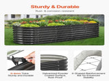 Metal Raised Garden Bed, 2.4 x 0.6 x 0.6 m Oval Outdoor Galvanized Planter Garden Box, Open Bottom V952-JSYHZZCTYXSH1MOSL002V0