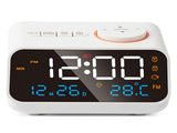Alarm Clock Radio Multifunctional LED Music Timing Rechargeable FM Radio Alarm Clock for Home White V1294-YM0706-3115230065011