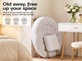 Artiss Comfy Saucer Chair Soft Faux Fur Foldable Accent Chair with Ottoman White XFBS-AR-SAUWOT-WH