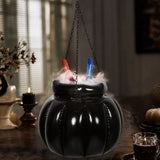 Halloween Inflatable Witch Cauldron Cooler With Mist Maker, Black Pumpkin Ice Bucket With LED Lights V1366-AZ2-W-13181