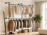 Artiss Industrial Pipe Clothing Rack Garment Clothes Display Stand Wall Mounted HANGER-B-12-RAIL-BK
