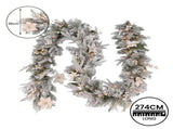Christabelle 2.74m Christmas Garland Snow Frosted Colonial Tree Decoration Ornament White Green 112_NATFC103